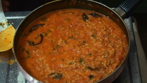 Moong Dal Curry With Tomato Making